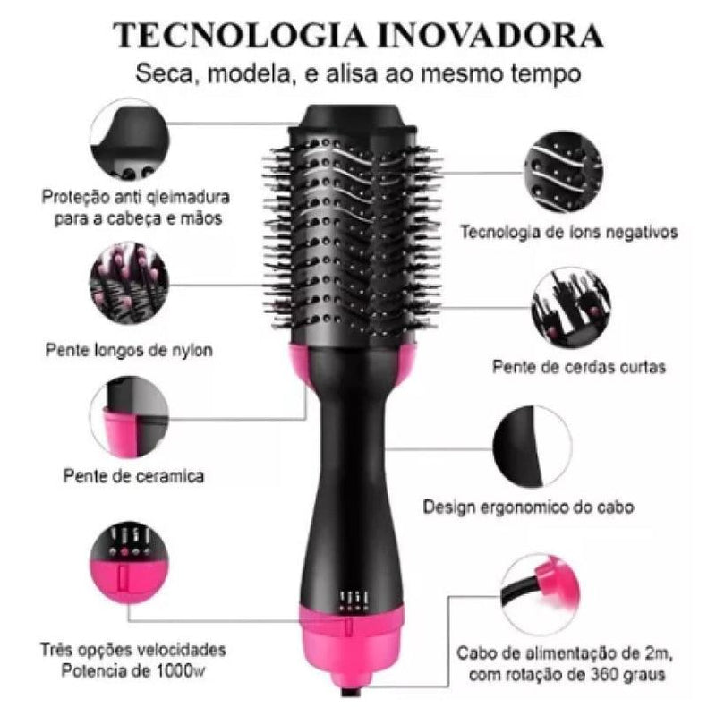 Escova Secadora - Seca, alisa e modela o cabelo